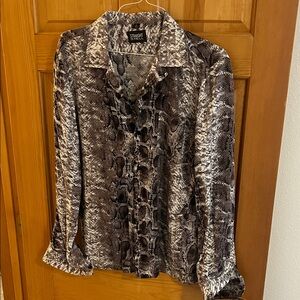 Snake Print Casual Button Down Shirt